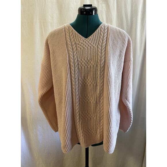 Vintage Carolyn Taylor Pink Cable Knit Sweater Women’s Size L - Picture 1 of 6